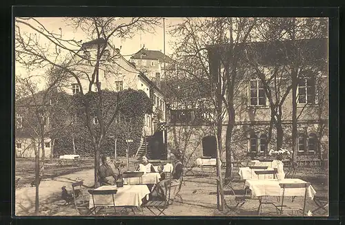 AK Diesbar a. d. Elbe, Gasthaus Hempel`s Rosengarten mit Terrasse