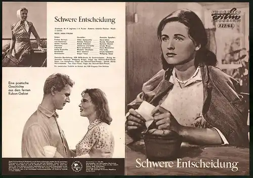 Filmprogramm PFP Nr. 127 /63, Schwere Entscheidung, Viktor Awdjuschko, Natalja Fatejewa, Regie: Iwan Pyrjew
