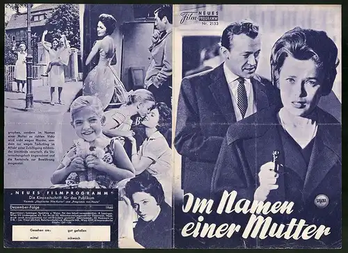 Filmprogramm NFP Nr. 2153, Im Namen einer Mutter, Ulla Jacobsson, Claus Holm, Regie: Erich Engels