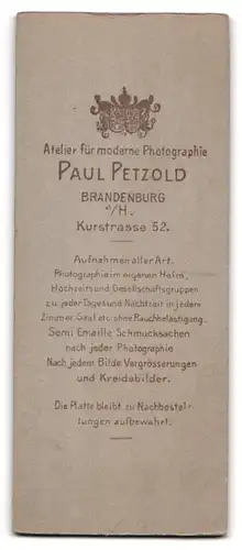 Fotografie Paul Petzold, Brandenburg a /H., Kurstasse, Portrait junger Herr im Anzug mit Krawatte