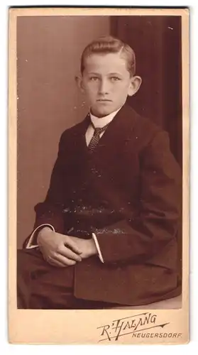 Fotografie R. Halang, Neugersdorf, Portrait junger Herr im Anzug mit Krawatte