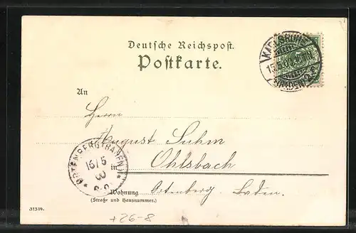 Künstler-AK Heinrich Kley: Karlsruhe, Residenz Schloss mit Denkmal