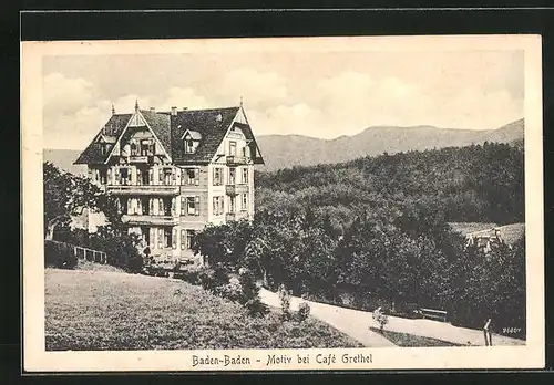 AK Baden-Baden, Blick zum Café Grethel