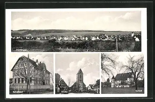 AK Hirrlingen /Wttbg., Schulhaus, Kirche, Schloss