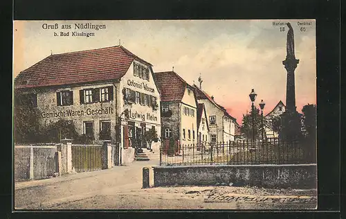 AK Nüdlingen b. Bad Kissingen, Kolonialwarenhandlung Ludwig Hein