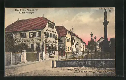AK Nüdlingen b. Bad Kissingen, Kolonialwarenhandlung Ludwig Hein