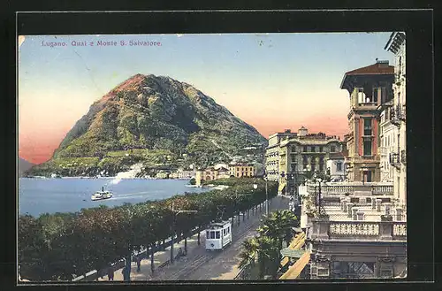 AK Lugano, Quai e Monte S. Salvatore, Strassenbahn
