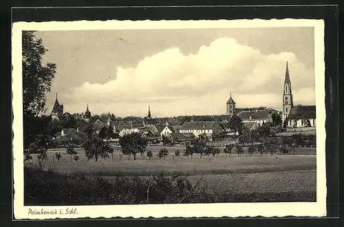 AK Primkenau i. Schl., Gesamtansicht mit Kirche