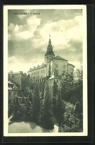 AK Friedland / Frydlant, Schloss mit Parkanlage
