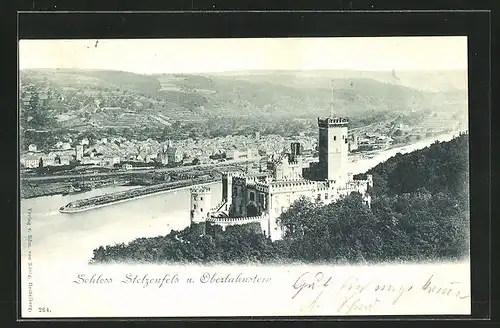 AK Oberlahnstein, Teilansicht mit Schloss Stolzenfels
