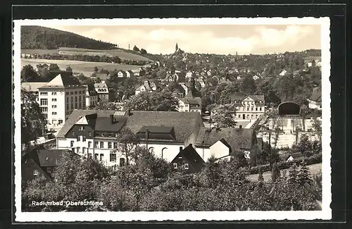 AK Oberschlema, Teilansicht mit Kirche und Festbühne
