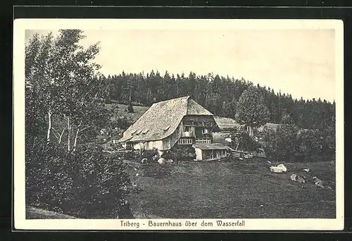 AK Triberg, Bauernhaus über dem Wasserfall