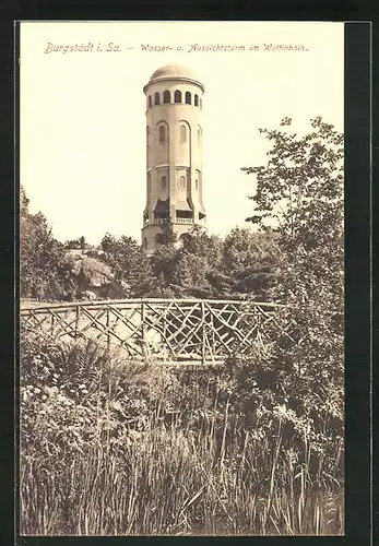 AK Burgstädt i. Sa., Wasser- und Aussichtsturm im Wettinhain