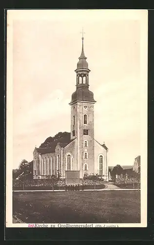 AK Grosshennersdorf /Ob.-Lausitz, Blick auf die Kirche