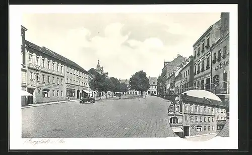 AK Burgstädt i. Sa., Hotel Goldner Adler und Adler Apotheke