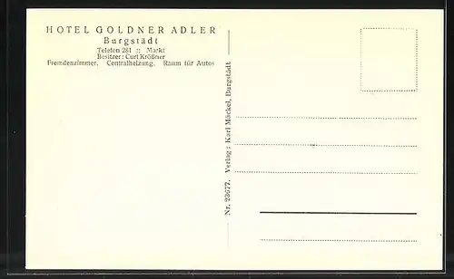 AK Burgstädt i. Sa., Hotel Goldner Adler und Adler Apotheke