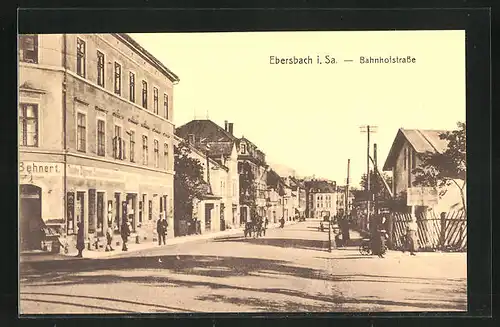 AK Ebersbach i. Sa., Partie an der Bahnhofstrasse