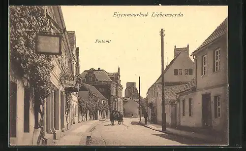 AK Liebenwerda, Strassenpartie mit Möbelmagazin und Postamt