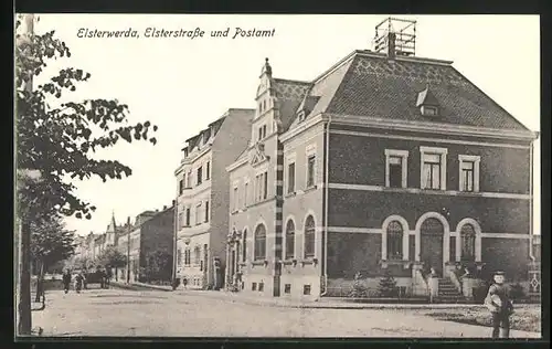 AK Elsterwerda, Elsterstrasse und Postamt