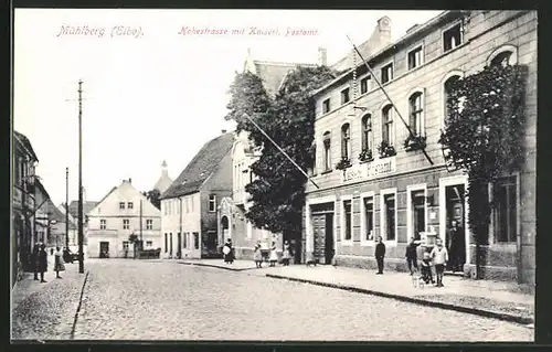 AK Mühlberg /Elbe, Hohestrasse mit kaiserl. Postamt