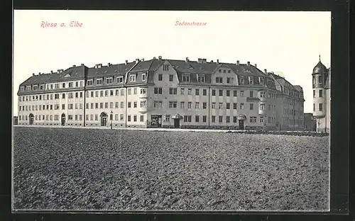 AK Riesa a.d. Elbe, Partie in der Sedanstrasse