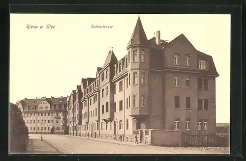 AK Riesa a.d. Elbe, Haus mit Erker in der Sedanstrasse