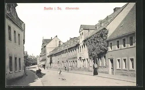 AK Hartha / Sachsen, Albertstrasse mit Kindern