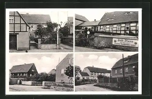 AK Diera, Gasthaus Zur Post, Dorfstrasse mit Gebäudeansicht