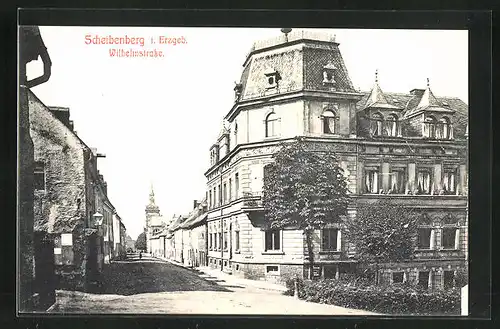 AK Scheibenberg / Erzgebirge, Wilhelmstrasse im Sonnenschein