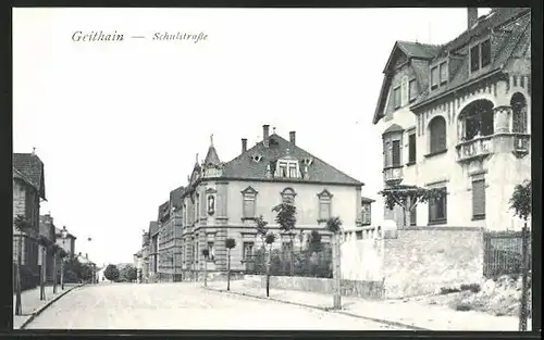 AK Geithain, Gebäudezeile in der Schulstrasse