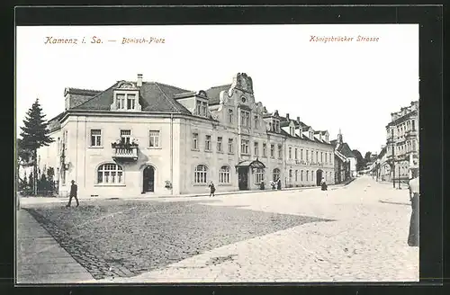 AK Kamenz, Gasthaus zum goldenen Berg am Bönisch-Platz, Königsbrücker Strasse