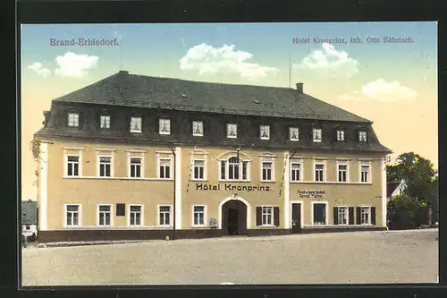 AK Brand-Erbisdorf, Hotel Kronprinz mit Fleisch & Wurst-Geschäft Oswald Walther