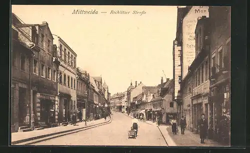 AK Mittweida, Geschäfte in der Rochlitzer Strasse