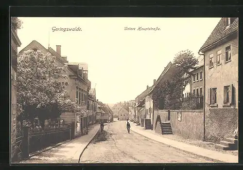 AK Geringswalde, Radfahrer in der unteren Hauptstrasse