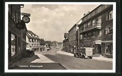 AK Crailsheim, LKW vor dem Gasthof Traube in der Wilhelmstrasse