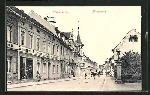 AK Elsterwerda, Hauptstrasse mit Schlosserei