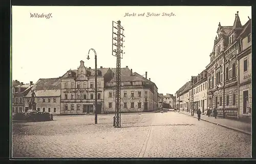 AK Wilsdruff, Markt und Zellaer Strasse