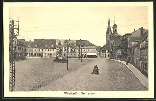 AK Wilsdruff / Sachsen, Marktplatz mit Kirche
