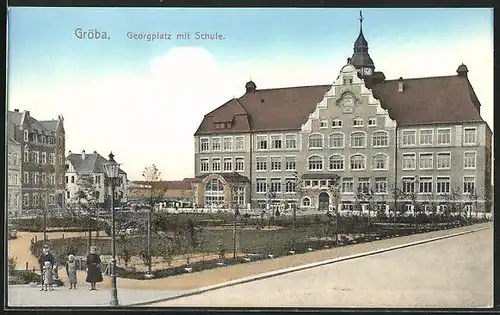 AK Gröba, Georgplatz mit Schule