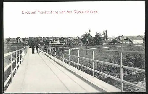 AK Frankenberg, Ansicht von der Nixsteinbrücke im Sonnenschein