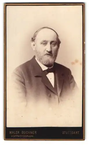 Fotografie Maler Buchner, Stuttgart, Portrait älterer Herr im Anzug mit Vollbart