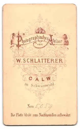 Fotografie W. Schlatterer, Calw im Schwarzwald, Portrait kleiner Junge in hübscher Kleidung