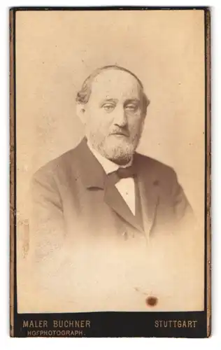 Fotografie Maler Buchner, Stuttgart, Portrait älterer Herr im Anzug mit Vollbart