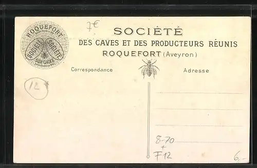 AK Roquefort, Société anonyme des Caves et Producteurs réunis Saloir des Caves de la Rue, Käse