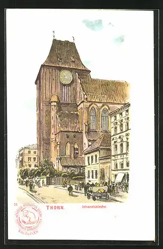 Künstler-AK Thorn / Torun, Blick zur Johanniskirche