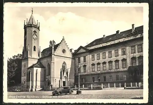AK Teplitz Schönau / Teplice, Schloss mit Schlosskirche