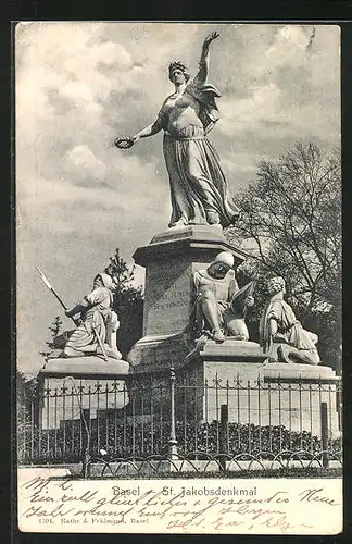 AK Basel, St. Jakobsdenkmal