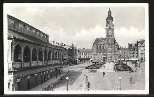 AK Prossnitz, Hauptplatz mit Rathaus
