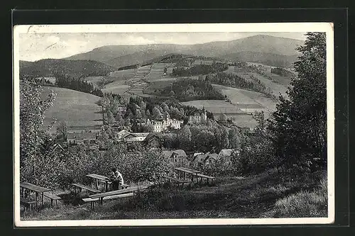 AK Nieder Lindewiese /Altvatergebirge, Panorama