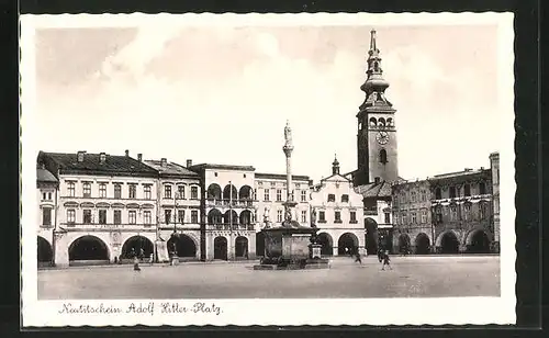 AK Neutitschein, Platz mit Brunnen